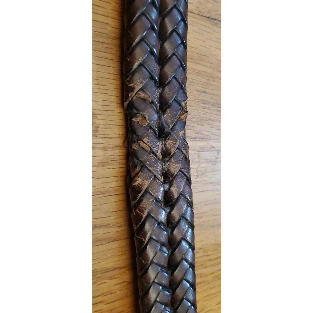 Lot Of 2 FOSSIL Mens Braided Brown & Black Leather Belts 34 Distressed